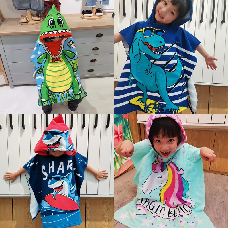 Robe Cotton Boy Girl Beach Robe Dinosaur Cape Newborn Wrap B