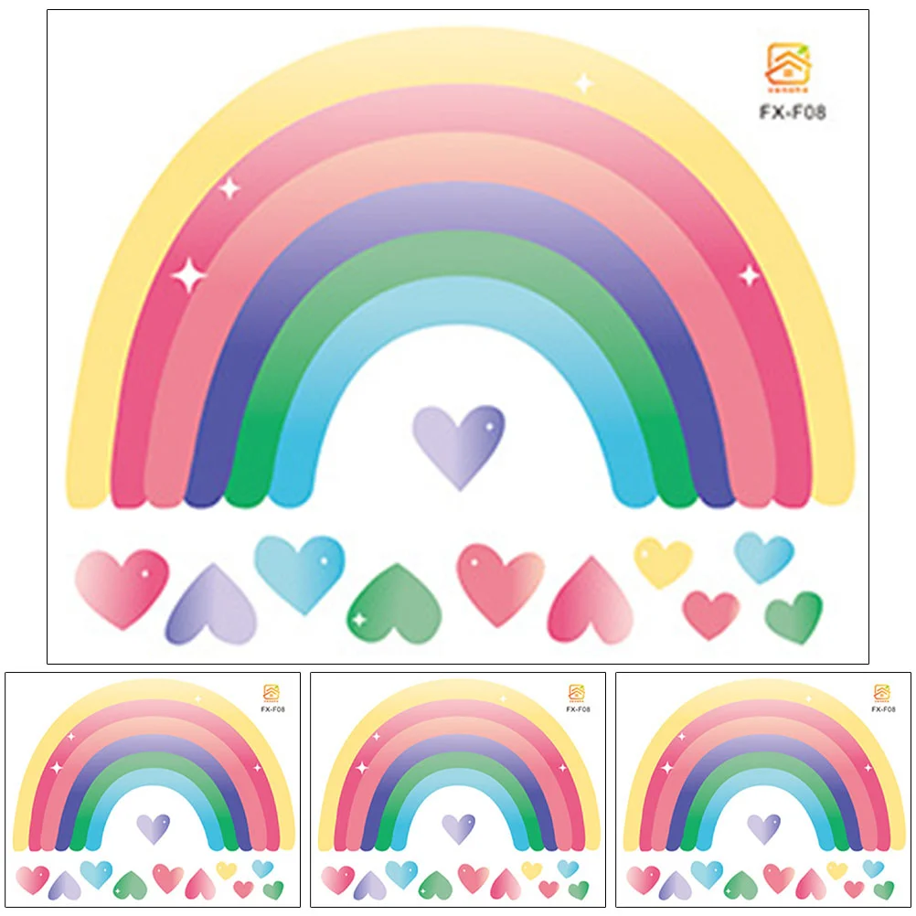 

Wall Kids Decal Sticker Rainbow Wallpaper Adhesive Stickers Decals Room Playroom Bedroom Self Removable Colorful Lovely