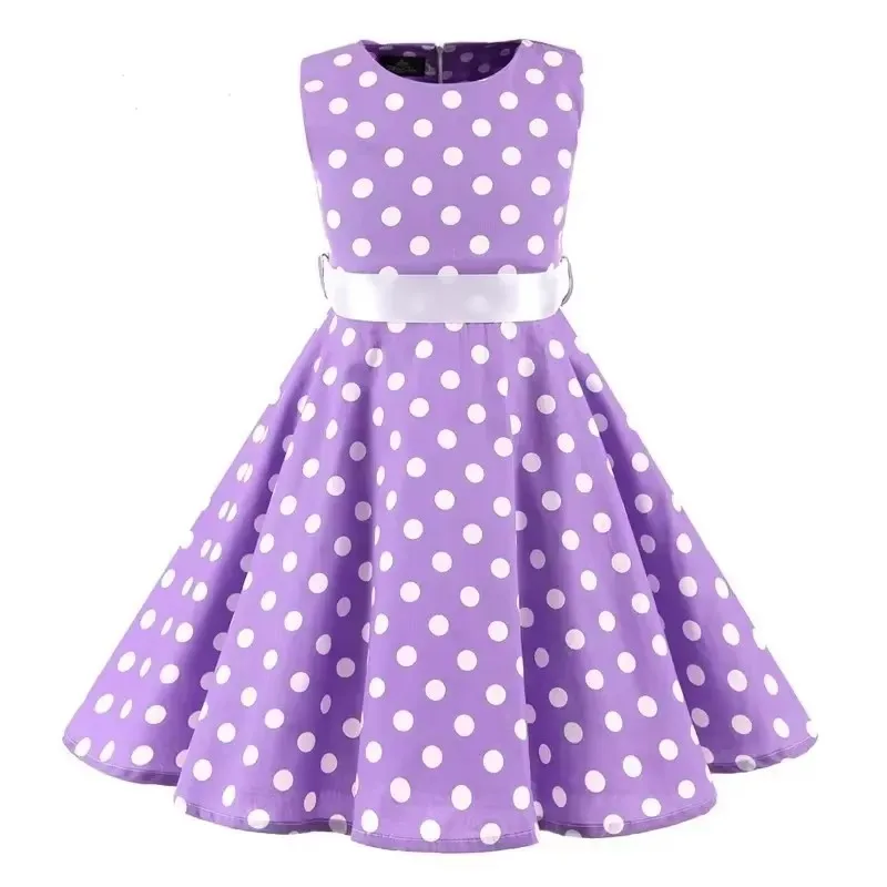 Polka Dot Vintage Kids Cotton Dress Flower Floral Midi Summer Dress Baby Girl (art.: 3920cefe3130b) - 3920cefe3130b