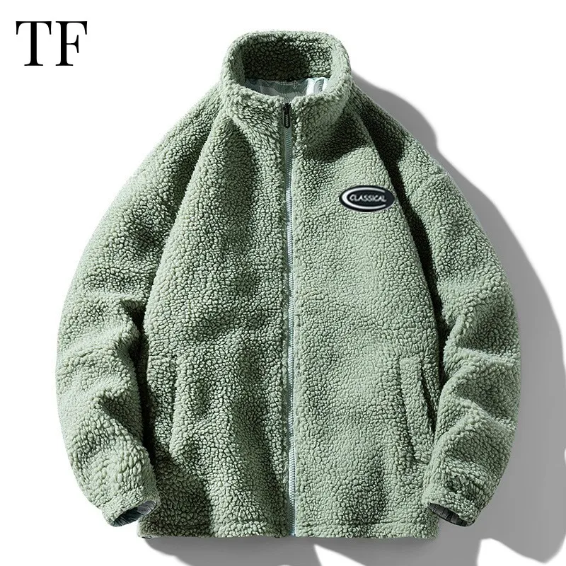 

Winter Thick Thermal Jackets Men Imitation Lamb Wool Oversize Loose Coats Korean Fashion Streetwear Casual Overcoat Male Jacket