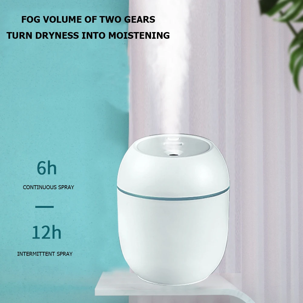 

250ML Mini Humidifier Ultrasonic Essential Oil Silent Diffuser Home Bedroom Office LED Night Light USB Humidifier