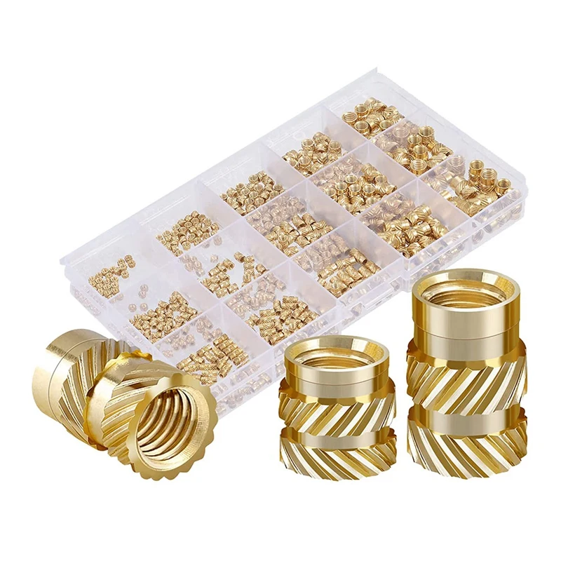

350Pcs Threaded Inserts Female Thread Metric Knurled Nuts Assortment Kit Brass Heat Set Insert
