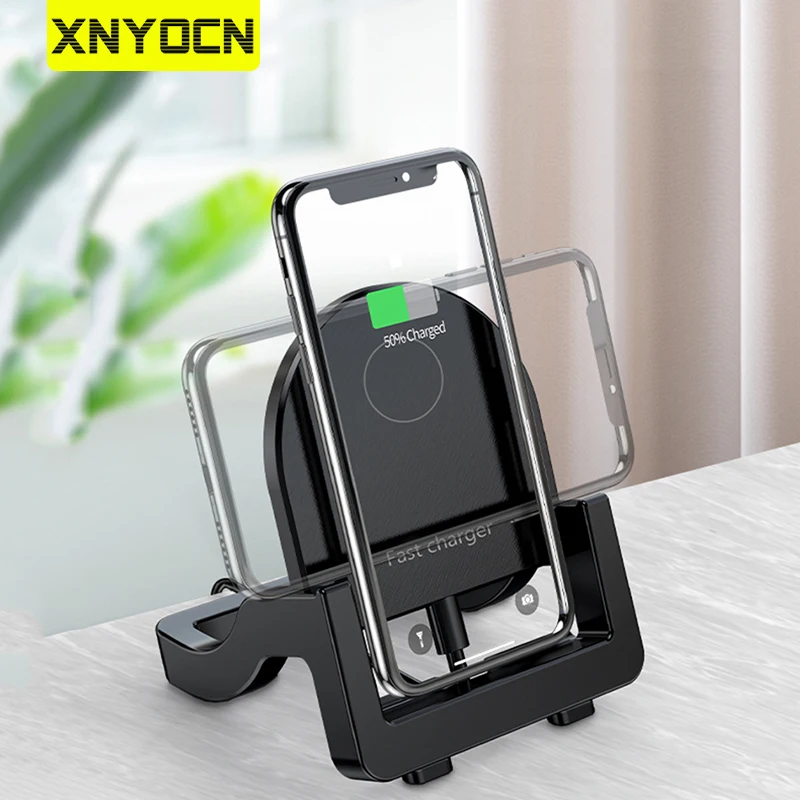 

Подставка Xnyocn 2 в 1 для беспроводной зарядки, настольная Быстрая зарядка 15 Вт, съемная док-станция, держатель для телефона для iPhone 11, 12, Samsung, ...