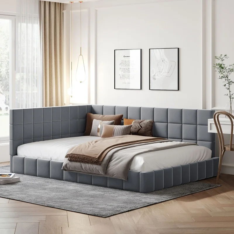 

Full Size Upholstered Daybed/Sofa Bed Frame, Velvet Easy to assemble for indoor living room furniture