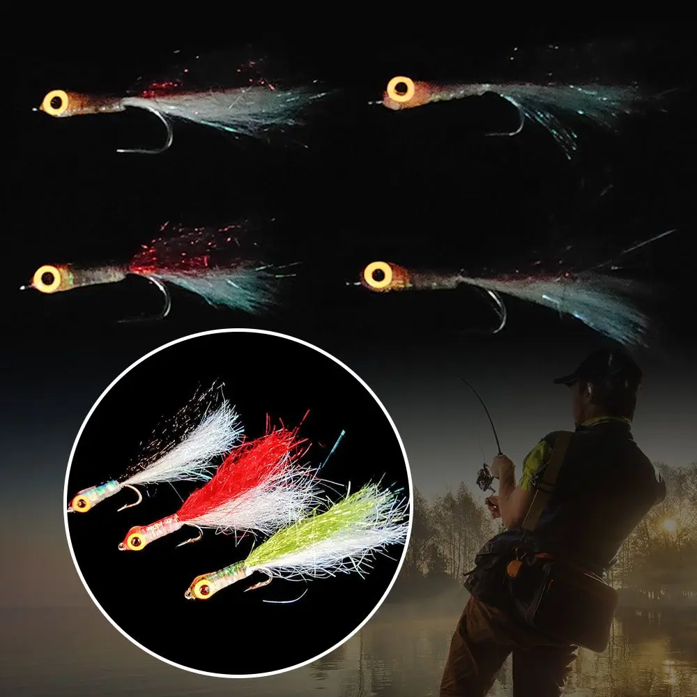 

3PCS 6# Big Eye Fish Fly Bait Ribbon Fly Bait Lu Ya Fly Fishing Trout Cocked Perch Squid Fishing Fly Lure Baits