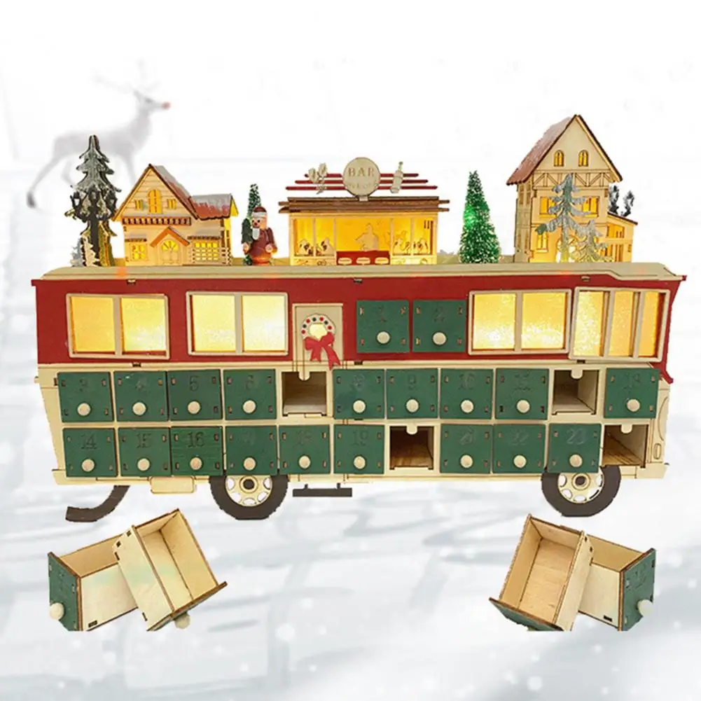 

Хороший Встроенный светодиодный светильник, прочный многоразовый Рождественский настольный календарь, Рождественский календарь для дома