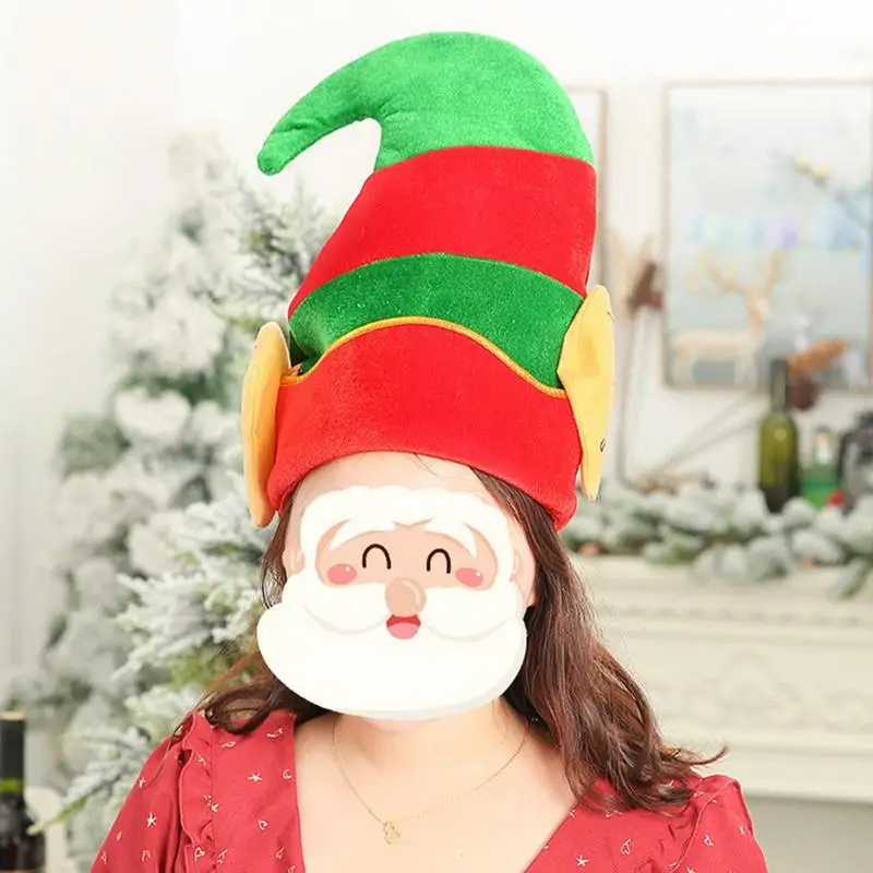 Забавные рождественские шапки зеленые и красные конусные эльфы реквизит для