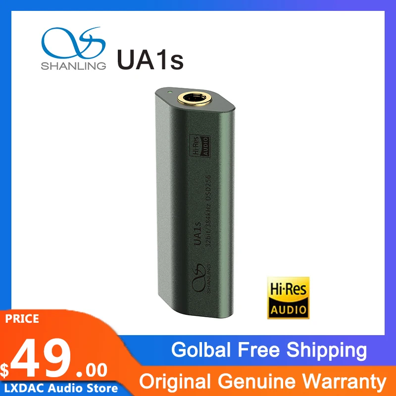 

SHANLING UA1s Hi-Res Audio USB-C to 3.5mm USB DAC AMP Headphone Amplifier ES9219C chip with TC-TC cable PCM384 DSD256