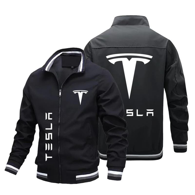 

Tesla Print Men's Fashion Windbreaker Casual Jacket Men's Outdoor Sports Jacket Spring and Autumn Military Bomber Jacket Men