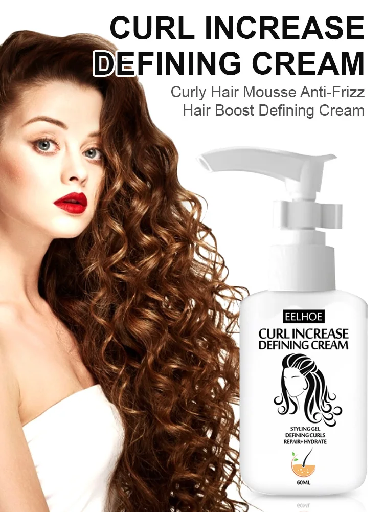 

60ml Curly Hair Styling Cream Curl Enhancer Anti-Frizz Hair Curling Repairing Mousse for Natural Curls for Women