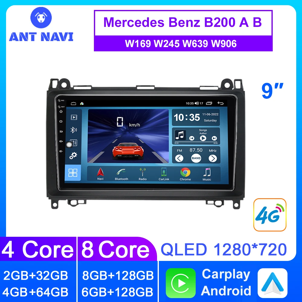 

AntNavi 9" Car Radio For Mercedes Benz B200 W169 W245 W639 W906 Sprinter B160 B170 Vito Viano DVD Screen Multimedia Player GPS