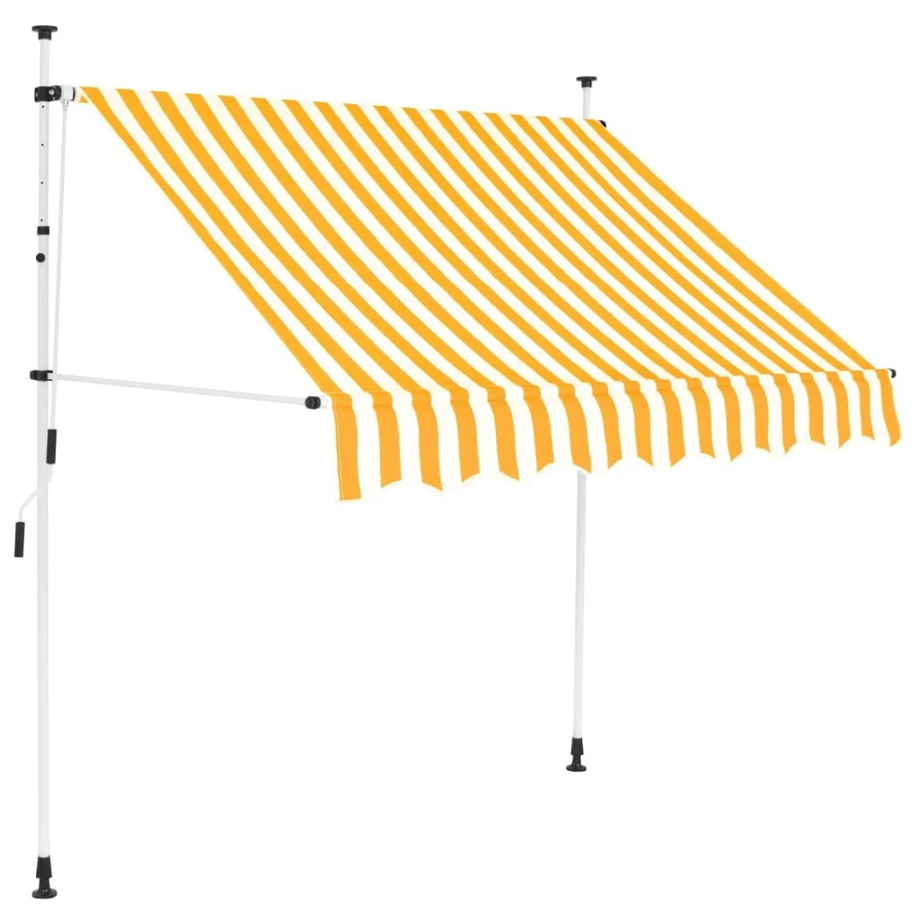 

Manual Retractable Awning 59" Yellow and White Stripes