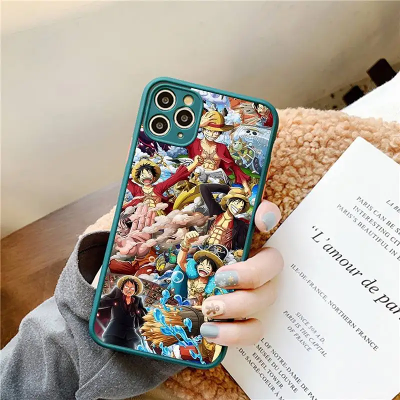 O-OneS P-PieceS Phone Case for iPhone 14 11 12 13 Mini Pro Max 8 7 Plus X XR XS MAX Translucent Matte Cover