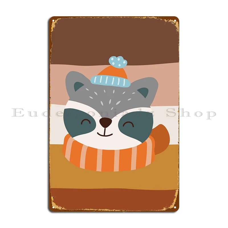 

Милые зимние металлические знаки Racoon, ржавые таблички, Настенный декор, кинотеатр, жестяной знак, плакат