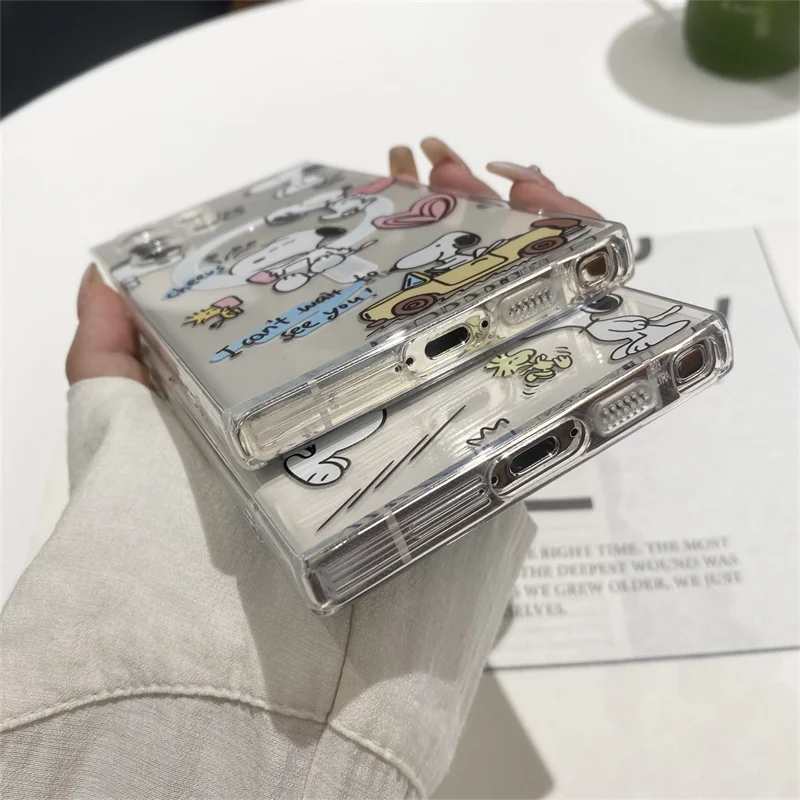 Мультяшные Снупи прозрачные силиконовые магнитные Чехлы для Samsung S22 S23 S24 Ultra S21 Plus