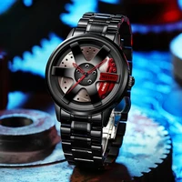 fashion mens car wheel watches luxury stainless steel waterproof watch for men quartz wrist watches male clock relogio masculino