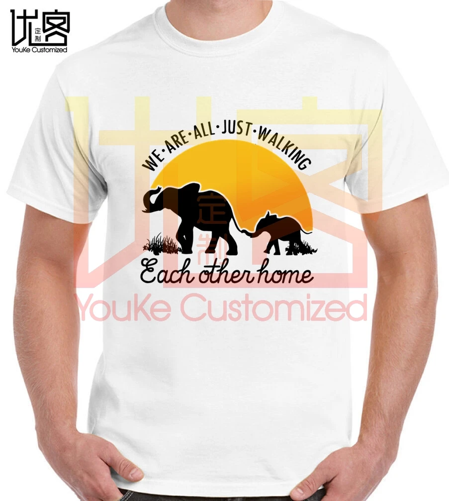 

elephant we are all just walking each other home shirt men's women's 100% cotton short sleeves tops tee Crewneck casual t-shirt