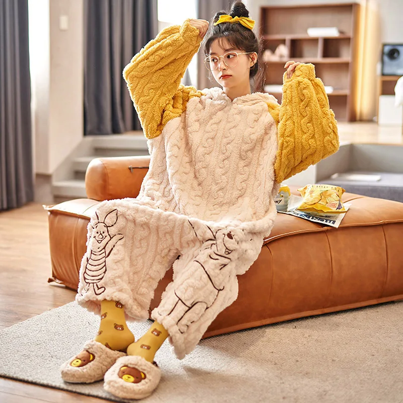 New Women's Jumpsuit In Winter Coral fleece Thickened Nightdress Flannel Jumpsuit Ladies Lounge Plus Size Onesie