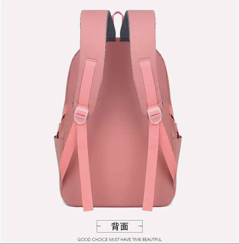 Fashion Women Strap School Bag High-Volume Junior High School Students School Bag Cute Lightweight Solid Color Laptop Bag