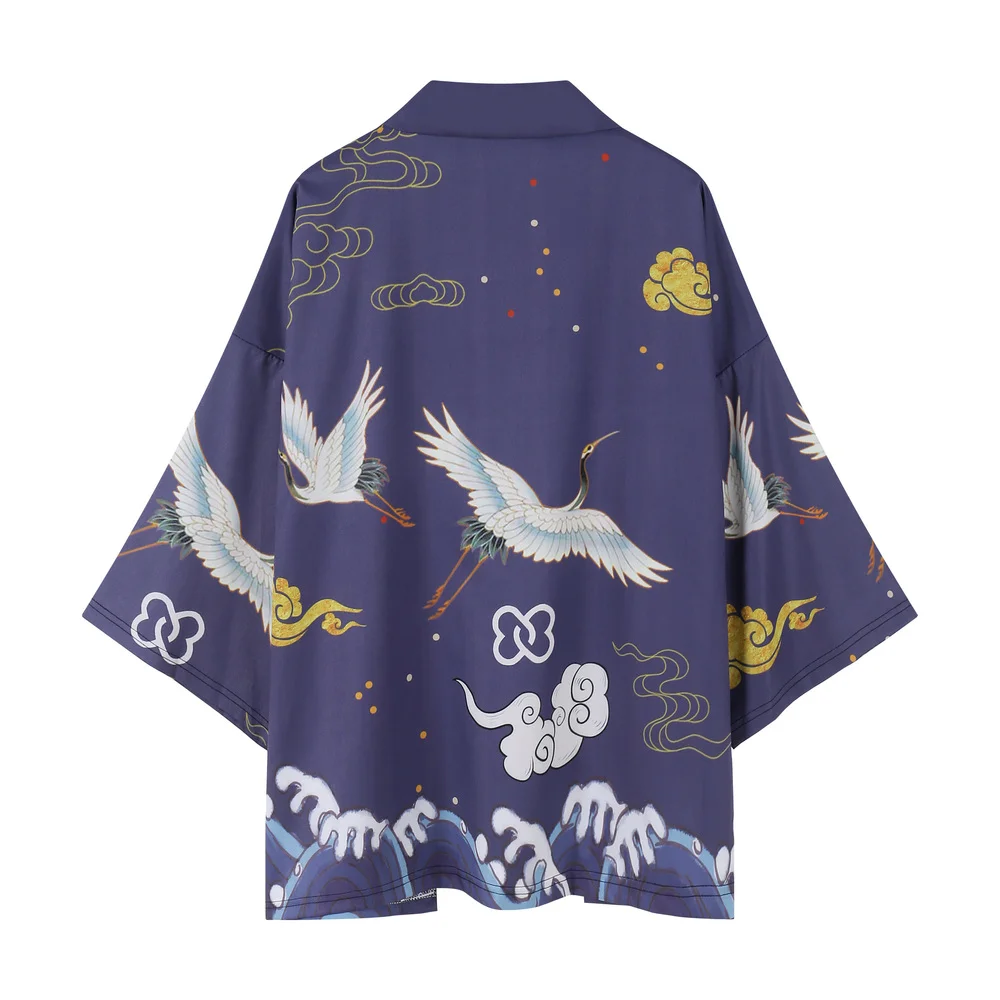 

Summer Japanese Five Point Sleeves Kimono Mens and Womens Cloak Jacke Top Blouse Loose Casual Fashion Plus Oversized Quick Dry