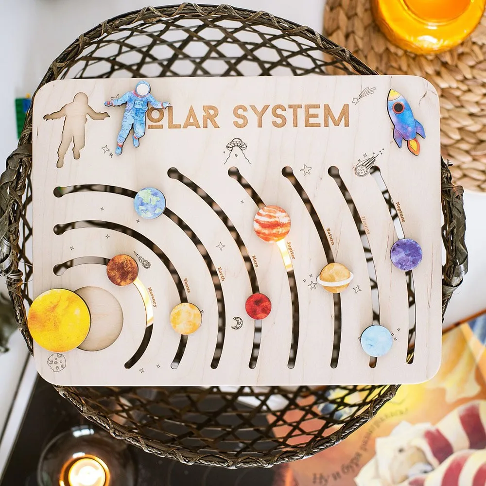 

Wooden Solar System Planets Jigsaw Puzzle Toys Children Montessori Early Enlightenment Learning Education Board Game for Kids