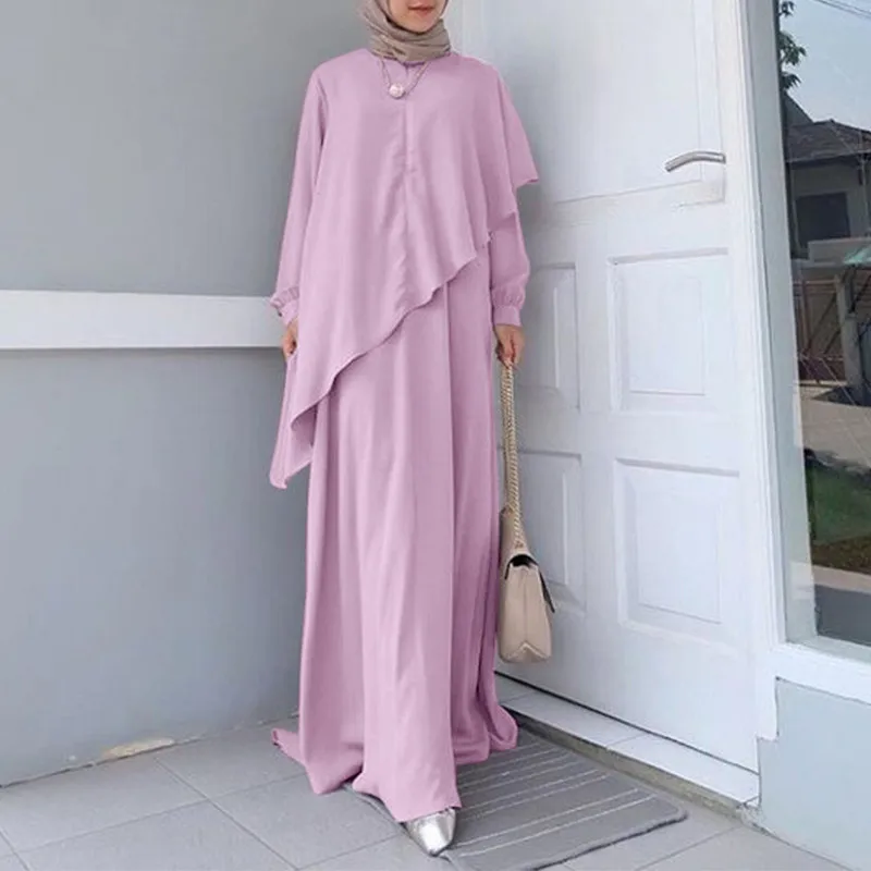 Elegant Turkey Dresses for Women  Sundress Abayakafetan Dress Solid Gown Long Sleeves Muslim Dress Turkish Dresses Abaya Femme