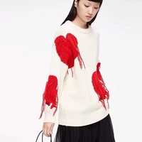 women knitted sweater autumn winter hip hop streetwear heart tassel long sleeves pullover harajuku gothic loose knitwear tops