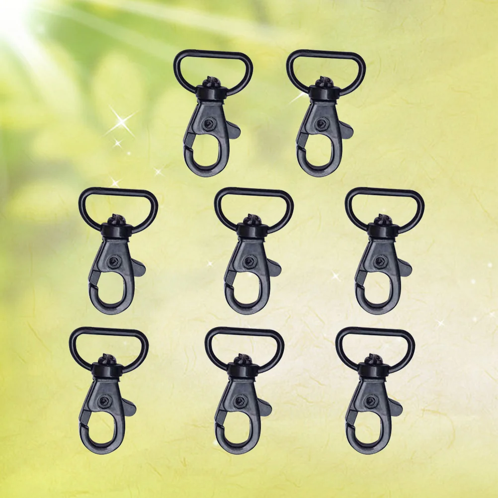

8pcs Keychain Hooks with Swivel D-rings Heavy Duty Snap Lobster Claw Clasp Hooks for Lanyard (Black)