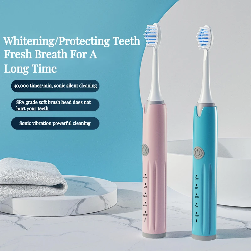 

Sonic Electric Toothbrush Soft Bristle Brush Smart Tooth Brush Colorful USB Rechargeable IPX7 Waterproof For Toothbrushes Head