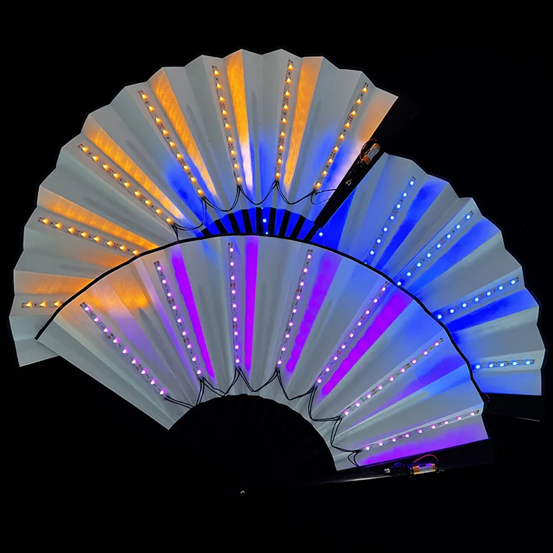 

Luminous Folding Fan Bar Party Performance Props DJ Show Night Club Dance Glow in the Dark Handheld Fans Wedding Birthday Party