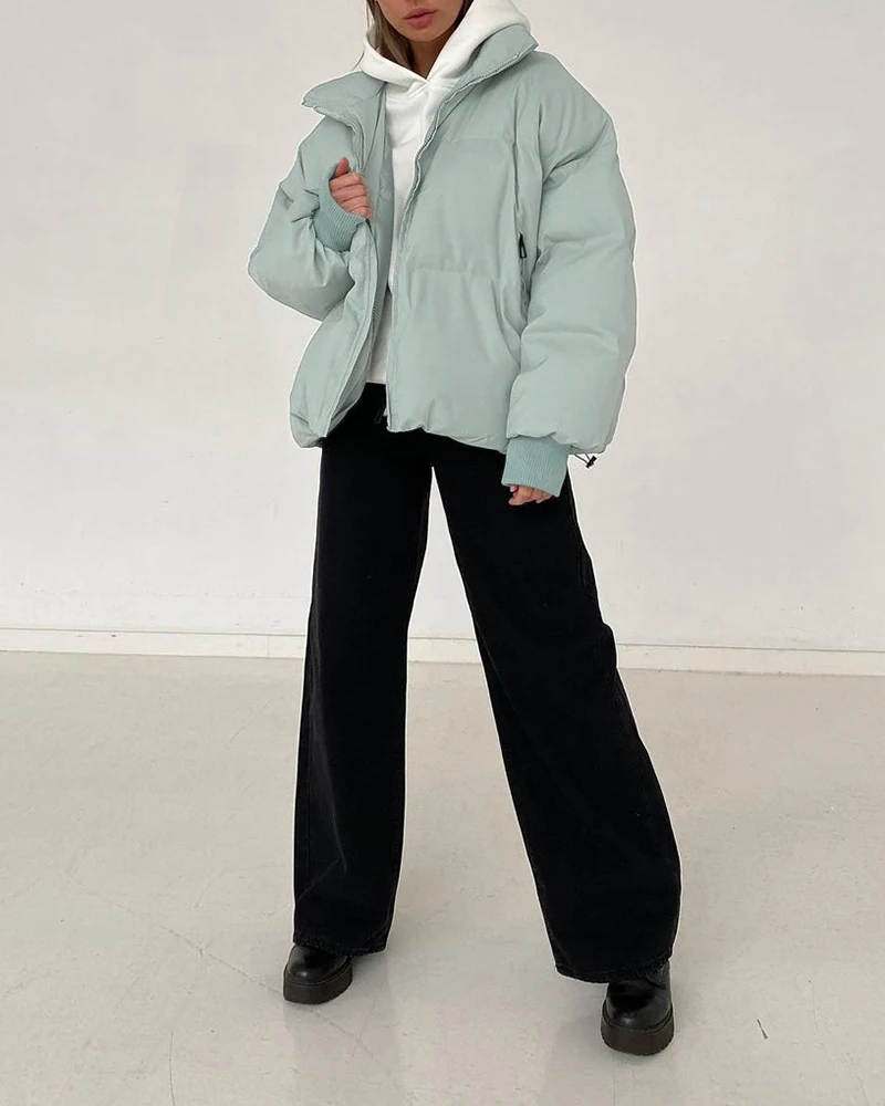 ZELI Cotton Liner Thicken Autumn Winter Jackets Women Oversized Down Padded Parkas Female Cropped Bubble Coats 2022 Outerwear