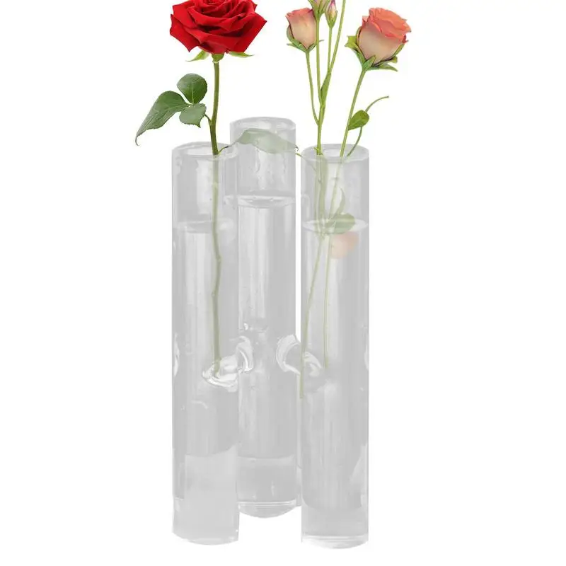 

Test Tube Vase For Flowers 3-in-1 Conjoined Glass Flowerpot Centerpiece For Fresh Flowers Display Creative Flower Holder Vase