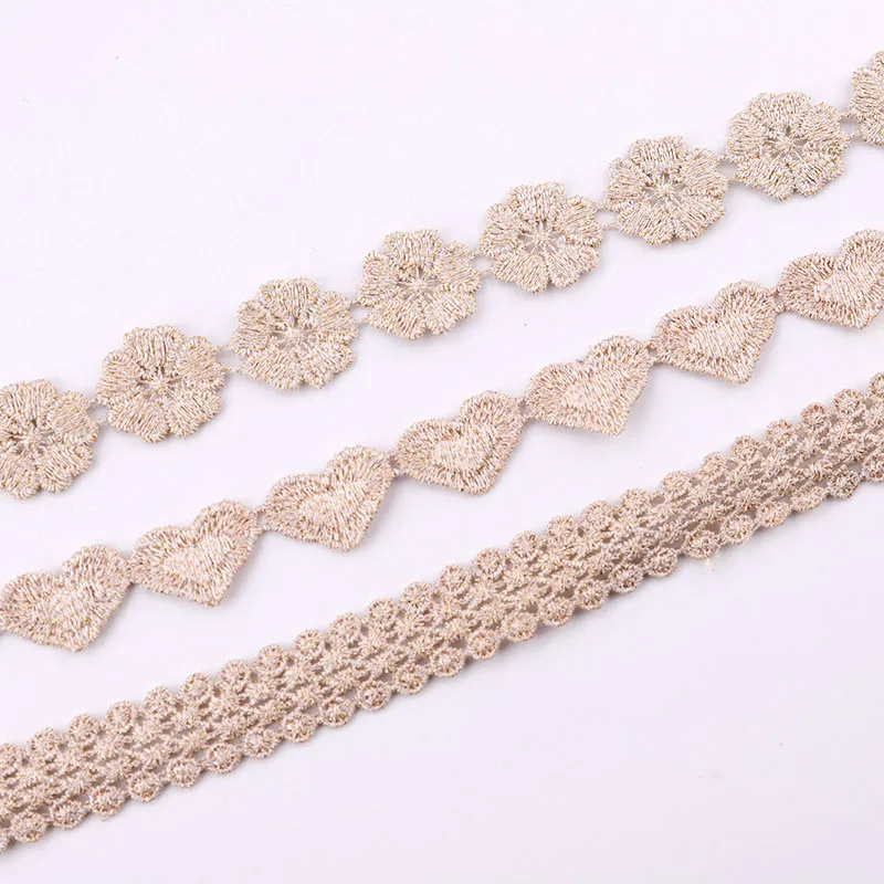 

1/2 Yards Classic Embroidery Flower Shape Gold Line Lace Clothing Decorate Sewing Supplies Lace Fabric Clothing Accessories