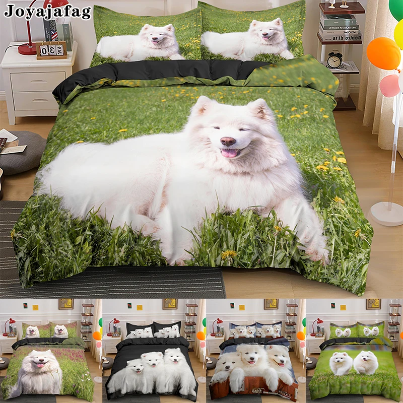

Smile Lovely Samoyed Duvet Cover 1/2PCS Pillowcase Single Double King Queen Euro Sizes Comforter Covers Luxury Bedding Set