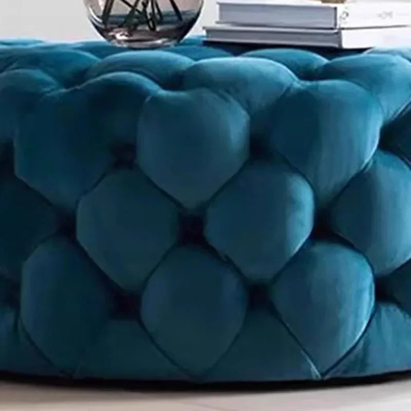 Синий бархатный табурет для спальни круглый модный современный компактный диван