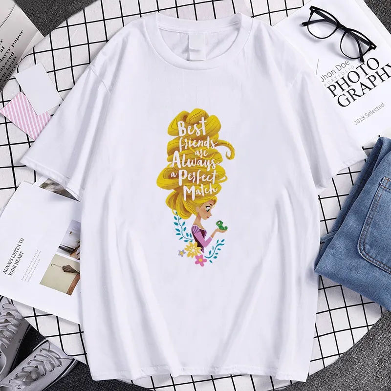 

Tangled Rapunzel Perfect Match Women's Clothing Spring 2022 Summer Kawaii Graphic T Shirts Men T-shirt Anime Shirt Dropshipping