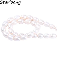 1packlot 8 9mm aa quality white rice oval shape natural freshwater pearl loose beads diy for jewelry bracelet necklace