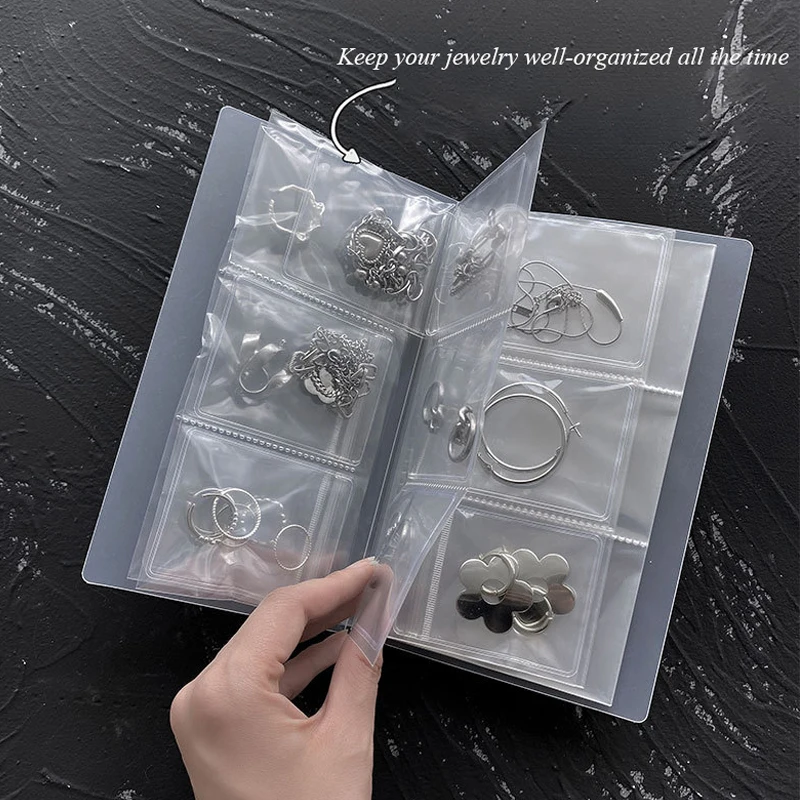 

120 Grids Jewelry Storage Book Anti-oxidation Rings Necklace Photo Holder Bag Portable Travel Jewelry Cards Organizer Box