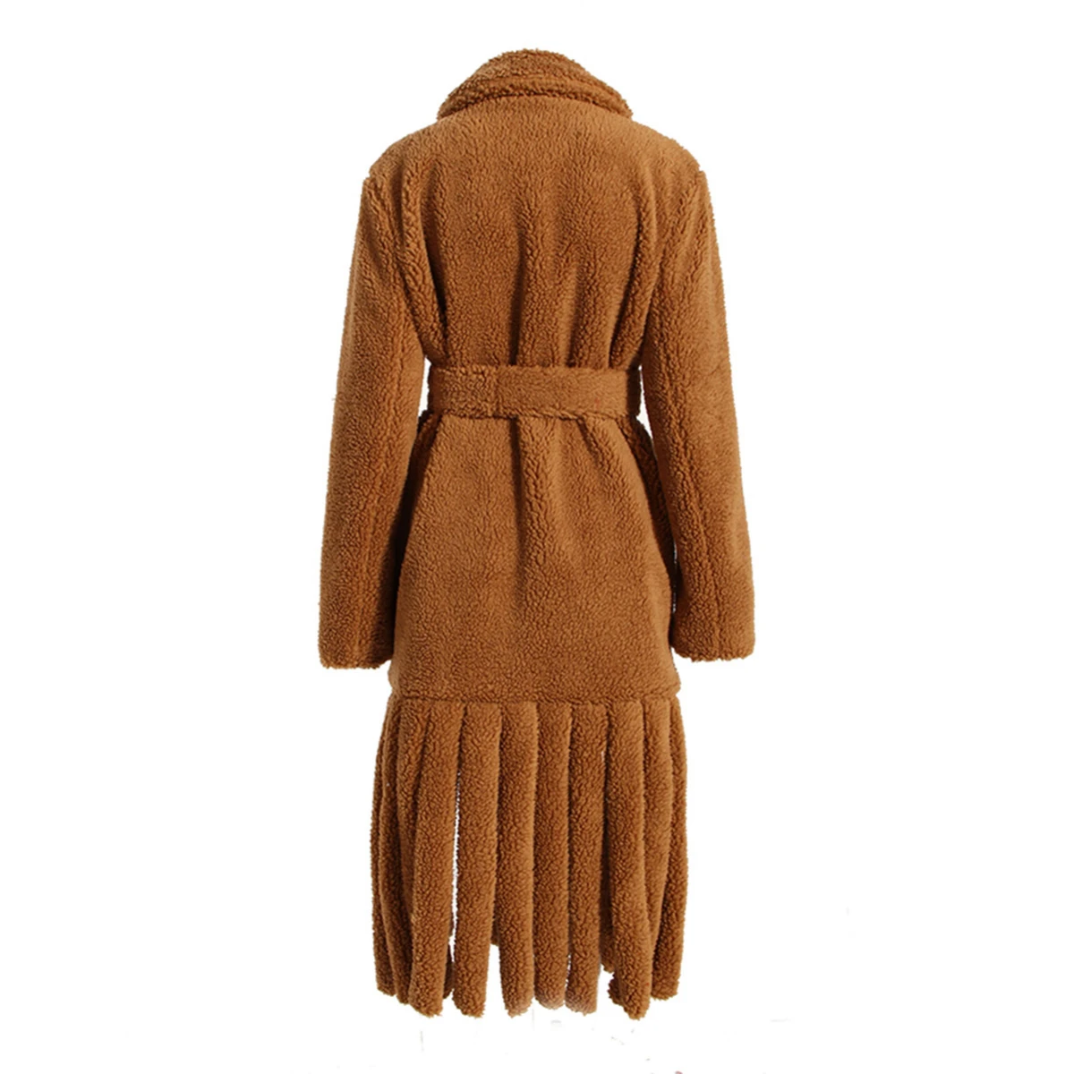 High End Luxury Designer Clothing Women's Lamb Wool Coat Winter Jackets Lacing Strap Long Sleeve Tassels Warm Fleece Jacket New
