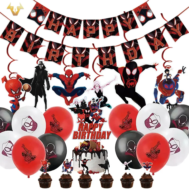 

Spiderman Venom Party Balloons Decoration Set Banner Cake Topper Party Birthday Party Decorations Balloons Supplies For Kids