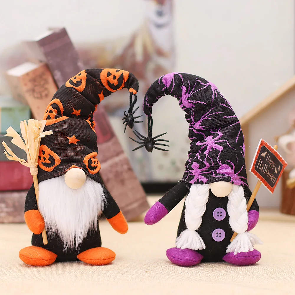 

2022 Halloween Decorations for Home Venue Layout Props Forest Man Holding Card Doll Faceless Doll Decoration Shop Window