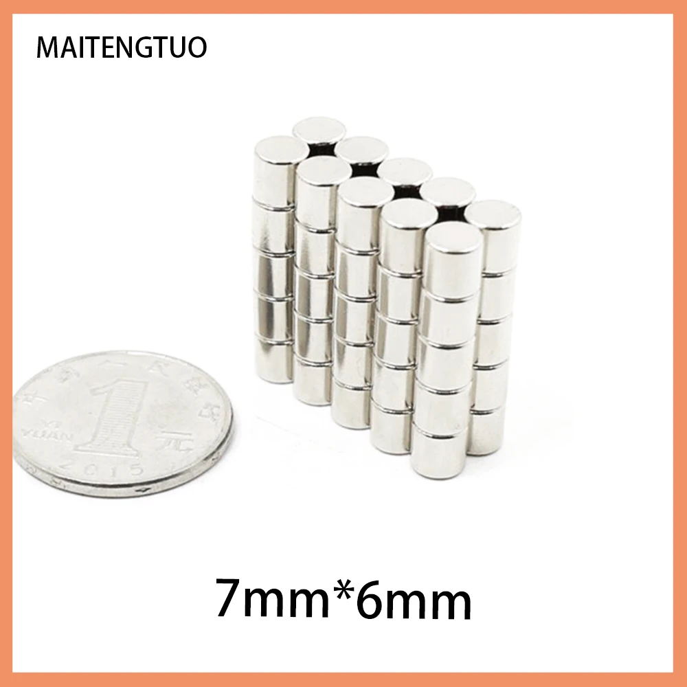 

10/50/100/200PCS 7x6mm Round NdFeB Neodymium Magnet N35 Super Powerful Small imanes Permanent Magnetic Disc 7mm*6mm