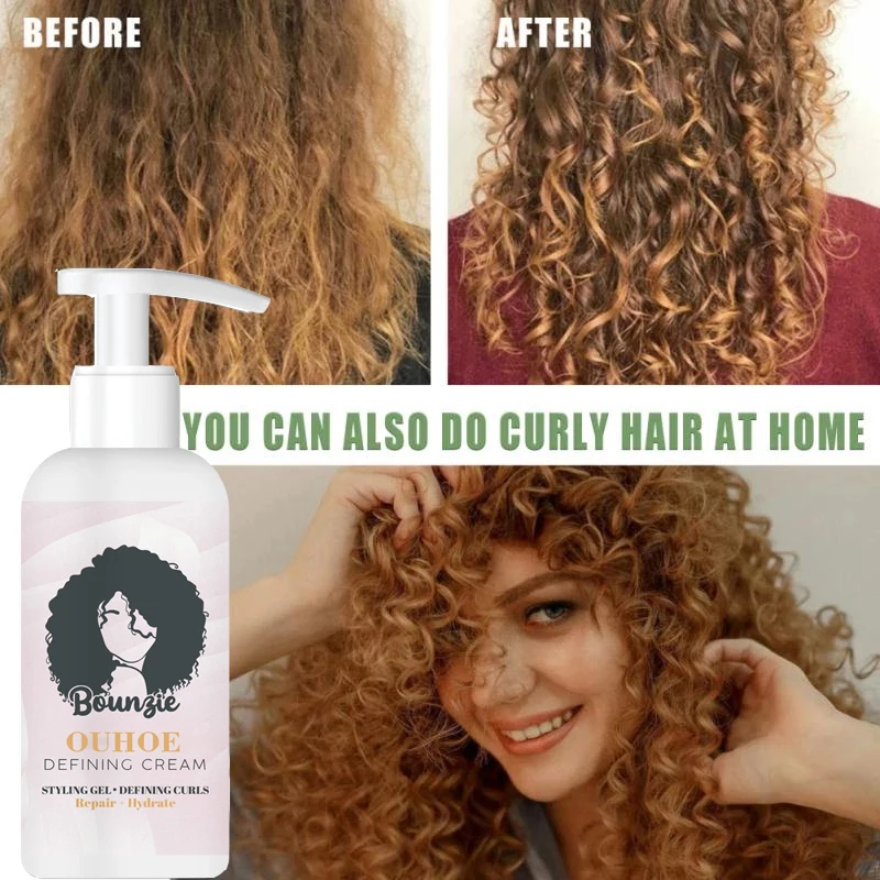 Curly Elastin Defining Cream Styling Fluffy Elastic Hair Smoothing Frizz Conditioner Anti Dry Moisturizing Hair Care Products