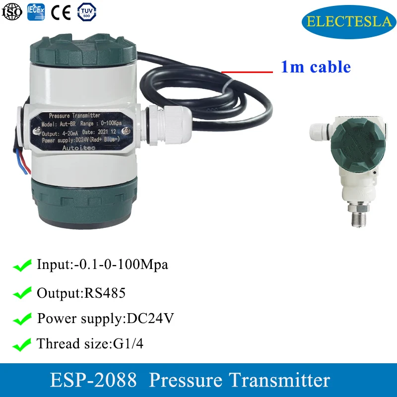 Pressure Transducer Water Air Oil Pressure Sensor RS485 Output Pressure Transmitter Diffusion Dilicon Absolute Vacuum Transducer
