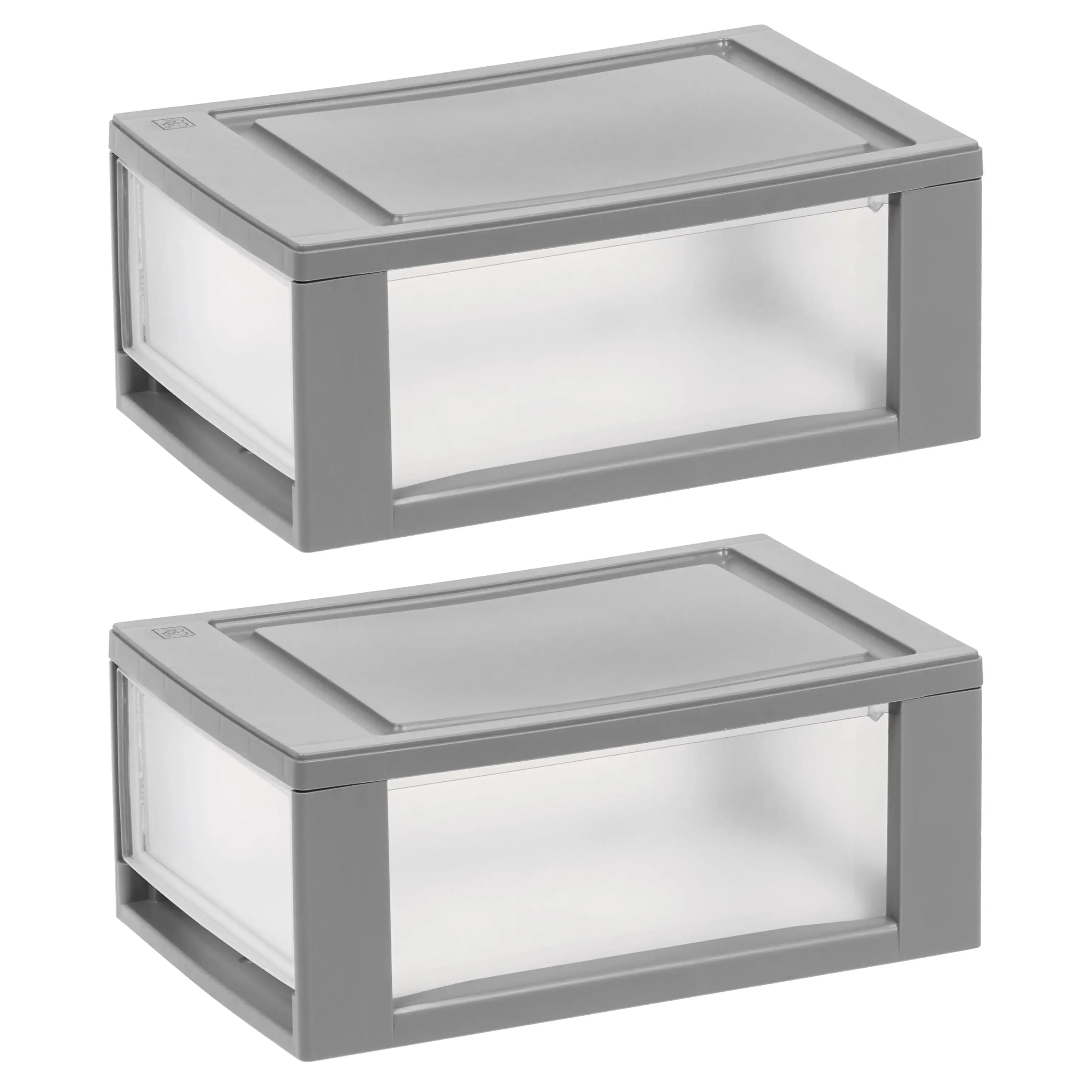

USA, 6QT Plastic Storage Modular Stacking Drawers, Set of 2, Elephant Gray