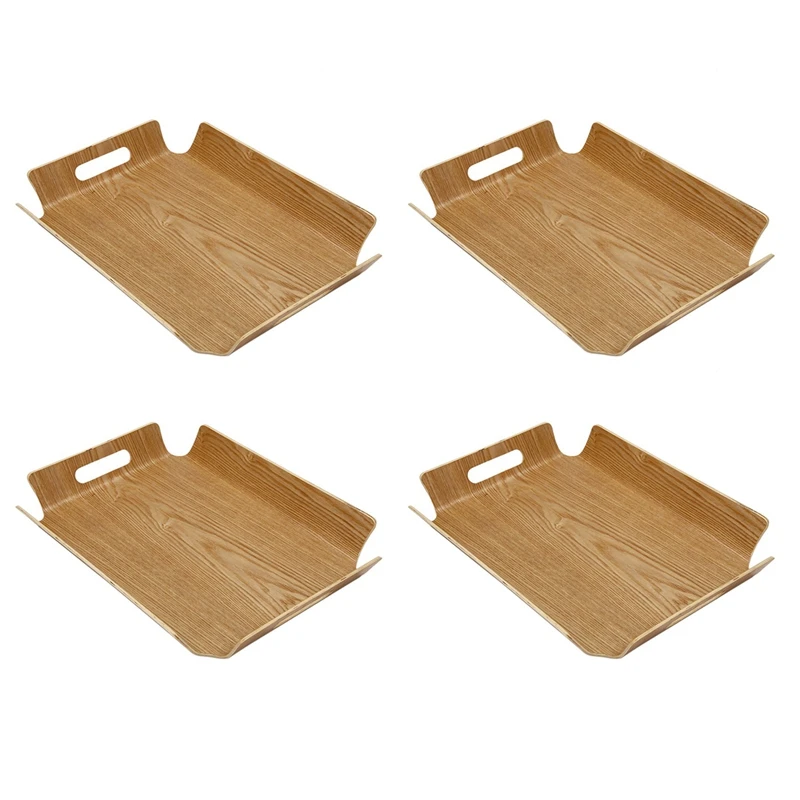 

4X Luxury Desk Table Bamboo In Bed Bread Wooden Tray Wood Fruit Breakfast Food Cake Coffee Tea Serving Tray With Handles