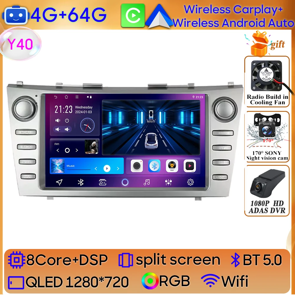 

Android 15 для Toyota Camry XV40 Aurion 2007-2011 DSP Carplay головное устройство мультимедийный плеер GPS-навигация стерео автомобильное радио WIFI