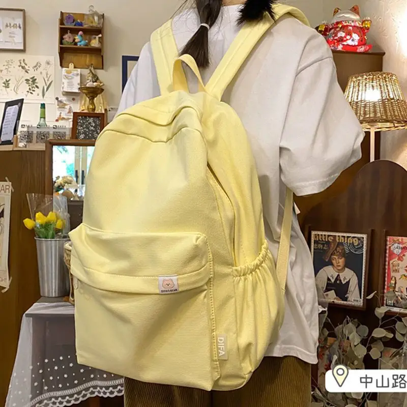

New Fashion Simple Solid Color Joker College Students Kawaii Cute Cartoon Female Bag Student Backpack Girl Bag Female Travel Bag