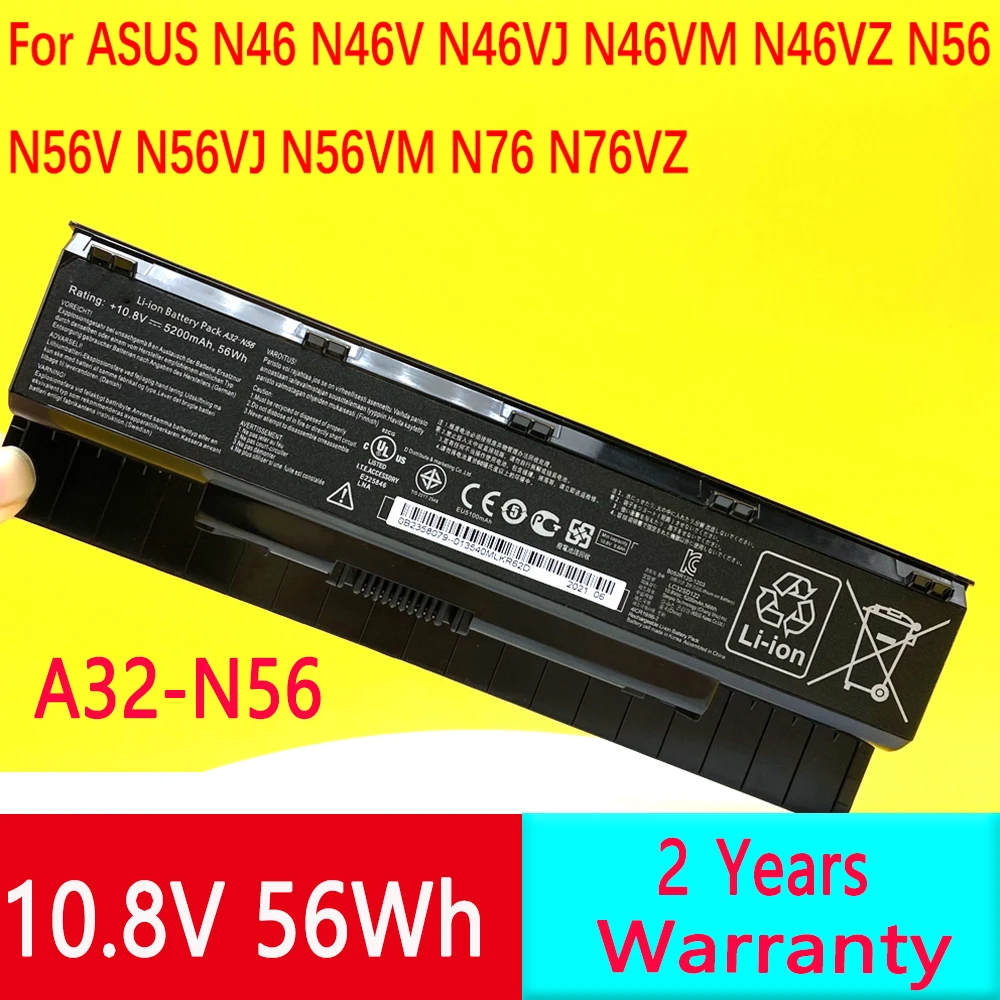 

NEW A32-N56 For ASUS N46 N46V N46VJ N46VM N46VZ N56 N56V N56VJ N56VM N76 N76VZ A31-N56 A33-N56 F45A Laptop Battery 10.8V 56WEh