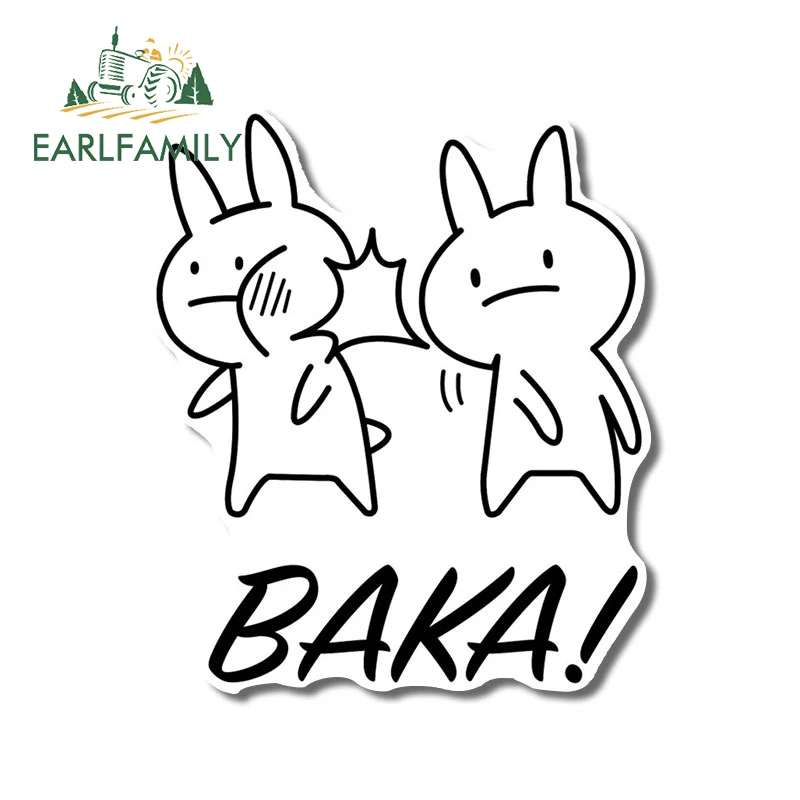 

EARLFAMILY 13cm x 12.4cm for Rabbit Baka Car Stickers Waterproof Cute Funny Simple Decal Windshield Motorcycle RV Decoration